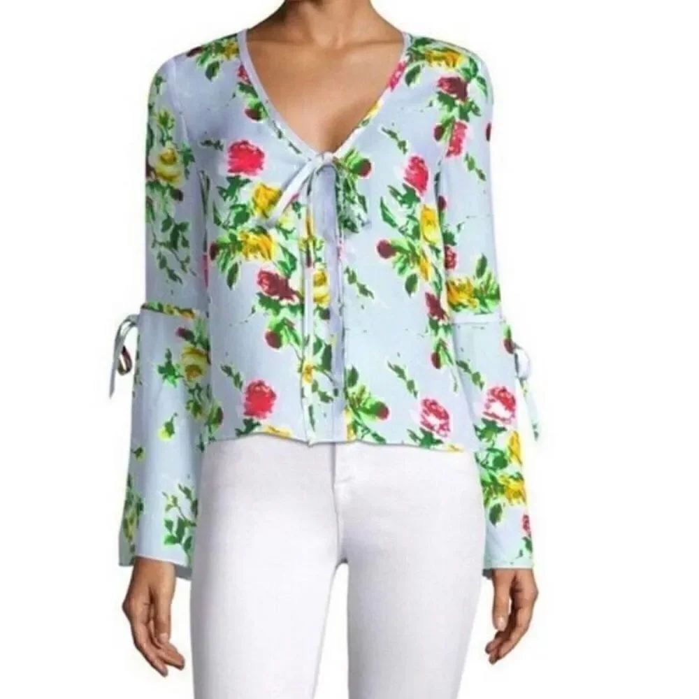 Milly 100% Silk Floral Maggie Top Sz P